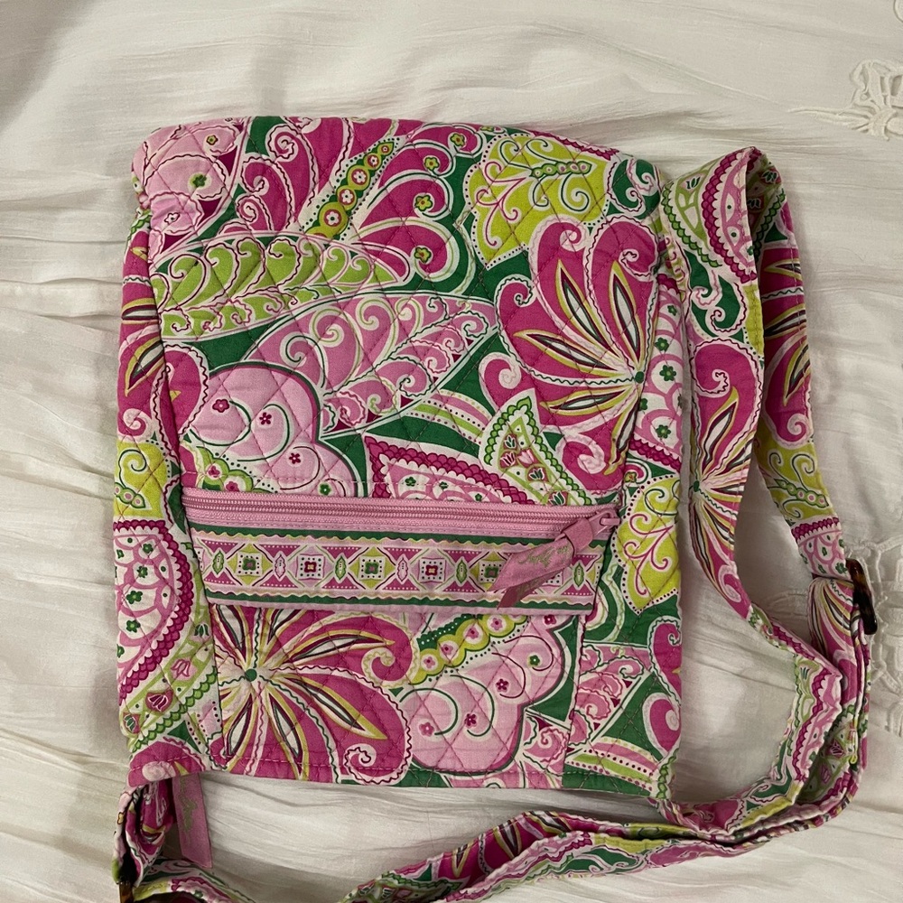 Vera Bradley Pink and Green Paisley Crossbody Bag